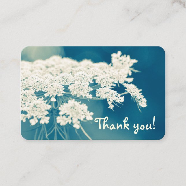 Danke, Queen Anne's Lace Aquamarin Custom Visitenkarte (Vorderseite)