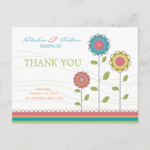 Danke Rainbow Colorful Tall Blume Postcard Postkarte