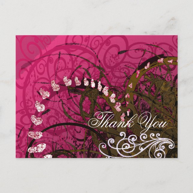 Danke Rasberry Hearts Postkarte (Vorderseite)