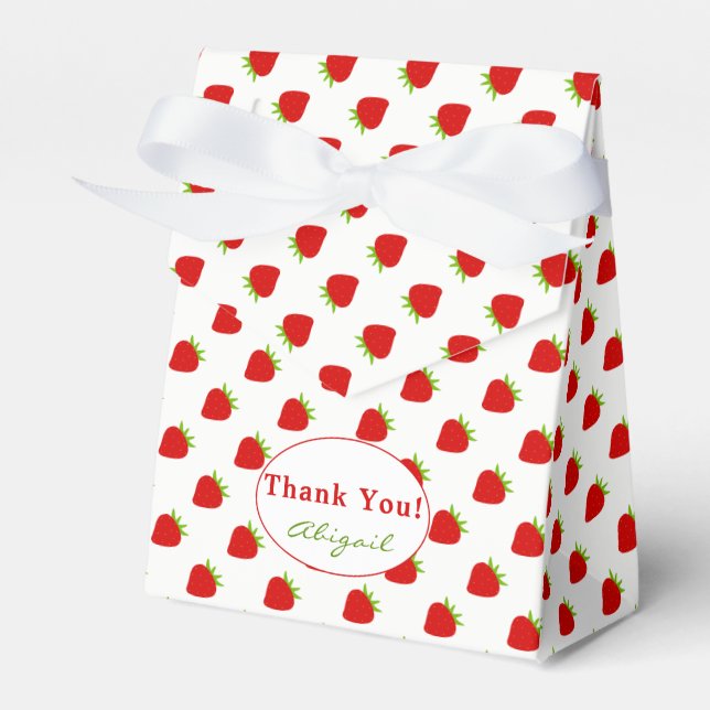 Danke | Red Strawberry Pattern Zelt Fevor Box Geschenkschachtel (Vorderseite)