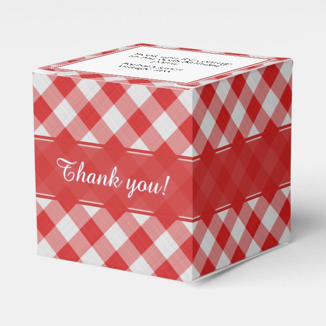 "Danke", Red/White Gingham Karos Pattern Geschenkschachtel (Vorderseite)