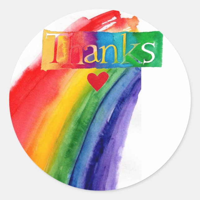 Danke Regenbogenaufkleber Runder Aufkleber (Vorderseite)