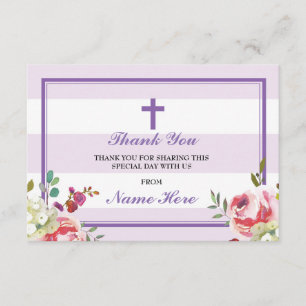 Danke religiöser lila Streifen-Blumenkarten