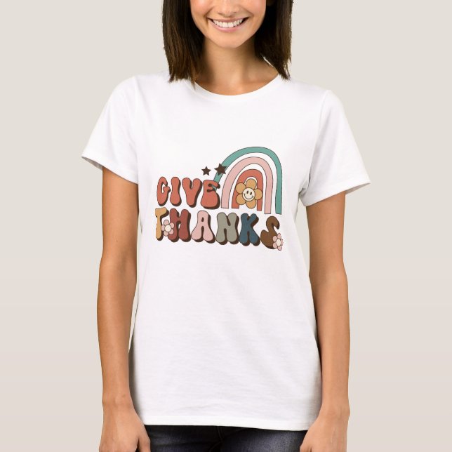 Danke Retro Rainbow Erntedank T - Shirt (Vorderseite)