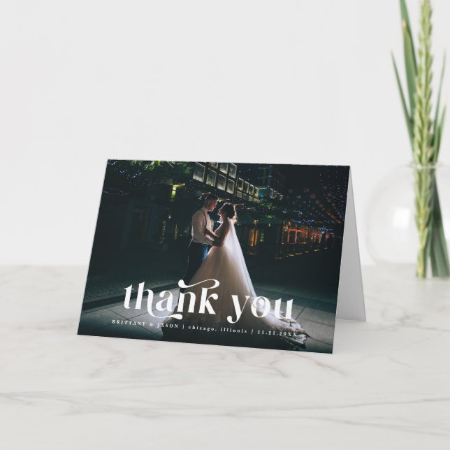 Danke Retro-Text Foto Hochzeit (Vorderseite)