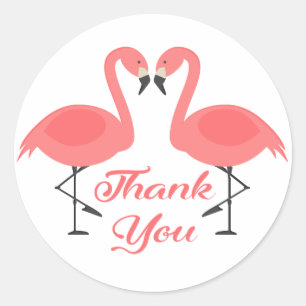 Danke Rosa Flamingo Tropische Hochzeit Braut- Runder Aufkleber