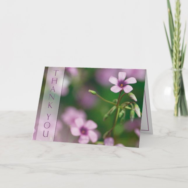 Danke - rosa hölzerner Sauerampfer-Gruß-Karte (Vorderseite)