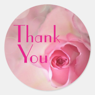 Danke / Rosa Rose Runder Aufkleber