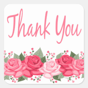 Danke Rosa Rosen Blumen Vintage Floral Quadratischer Aufkleber