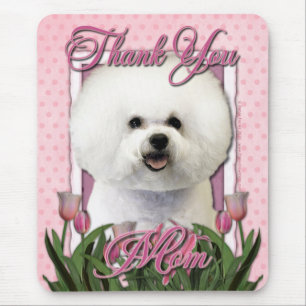 Danke - rosa Tulpen - Bichon Frise Mousepad