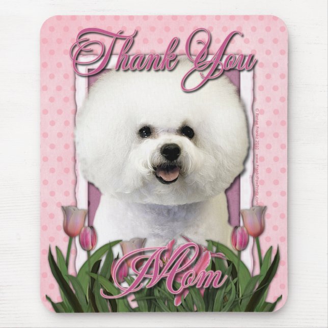 Danke - rosa Tulpen - Bichon Frise Mousepad (Vorne)