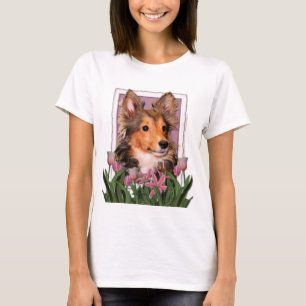 Danke - rosa Tulpen - Sheltie Welpe - Fassbinder T-Shirt