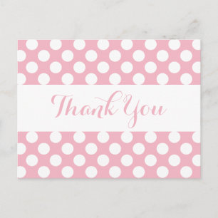 Danke Rosa & Weiße Tupfen - Party, Hochzeit Postkarte
