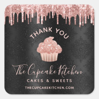 Danke Rose Gold Cupcake Glitter Bäckerei Schwarz