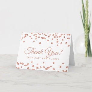 "Danke" Rose Gold Imitats Glitzer Confetti White Dankeskarte