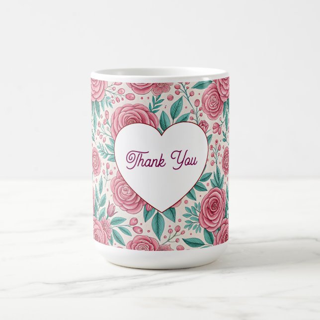 Danke Rose Herz Blumen Tasse (Mittel)