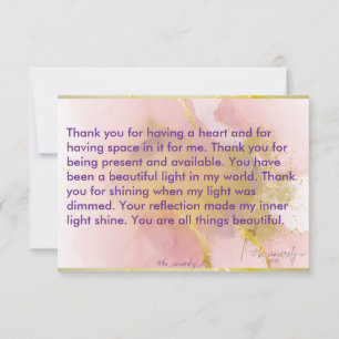 Danke Rose Pink, Lavendel, Gold, Lila Karte