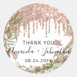 Danke Rose Weißname Save the Date Tropfen Runder Aufkleber