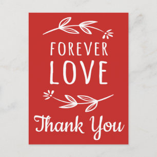 Danke Rot, Weiße Liebe Lorbeerblätter Hochzeit Postkarte