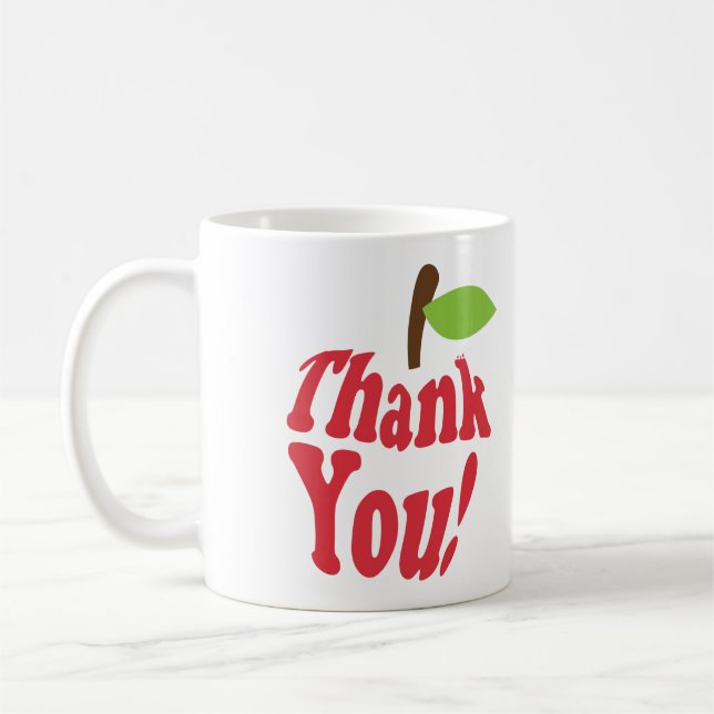 Danke rote Apple-Typografie-Lehrer-Tasse Tasse (Links)