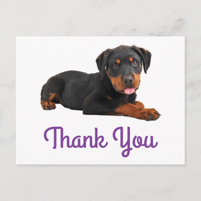 Danke Rottweiler Puppy Dog Gruß Postkarte (Vorderseite)