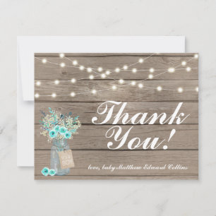 Danke Rustic Holz String Lights Note Card Boy Mitteilungskarte