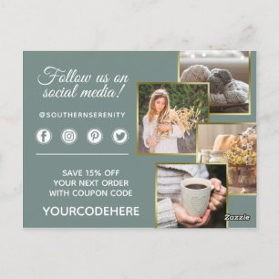 Danke Rustikale Südstaaten Baumwolle 4-Fotos Postkarte