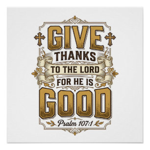 Danke sagen Psalm 107 Vintage Christliches T-Shirt Poster