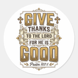 Danke sagen Psalm 107 Vintage Christliches T-Shirt Runder Aufkleber