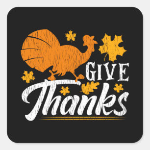 Danke sagen Rustikaler Herbst Truthahn Thanksgivin Quadratischer Aufkleber