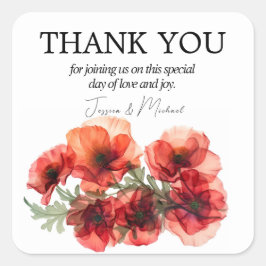 Danke Scarlet Petal Elegance Quadratischer Aufkleber