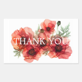 Danke Scarlet Petal Elegance Rechteckiger Aufkleber