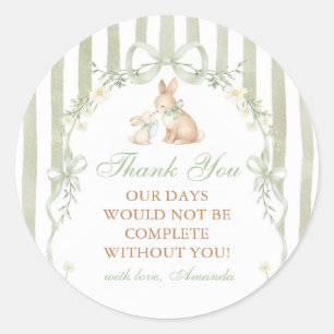 Danke-Schön-Aufkleber für Baby Shower Little Bunny Runder Aufkleber
