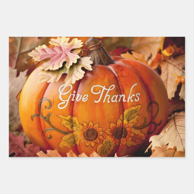 Danke schön Erntedank Pumpkin Geschenkpapier Set (Vorderseite)