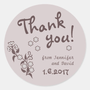 Danke Schön florale Hochzeit oder Party CC0663 Runder Aufkleber