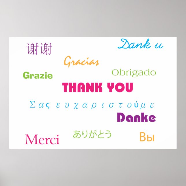Danke-Schön-Plakat in vielen Sprachen Poster (Vorne)