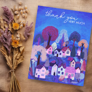 DANKE SCHÖN Süße ländliche Dorf-Illustration Postkarte