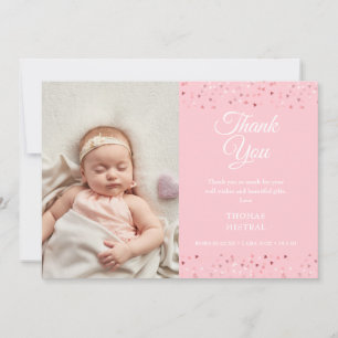 Danke-Schriftzug für Baby Mädchen mit Herzen Foto Ankündigung