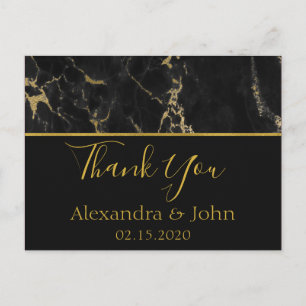 Danke schwarz und Goldeleganten Marmor Postkarte