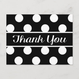 Danke Schwarz-Weiß-Polka-Punkte-Hochzeitsfeier Postkarte