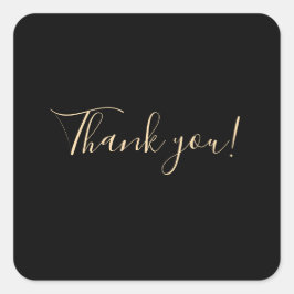 "Danke! Schwarzer Hintergrund Quadratischer Aufkleber