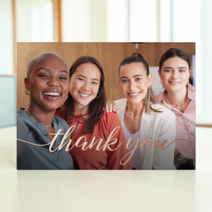 Danke Script Team Foto Business Rose Gold Folien Feiertagskarte