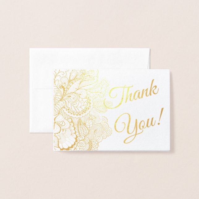 Danke Sentiments Foil Lacy Filigree Folienkarte (Vorderseite mit Umschlag)