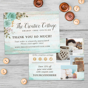 Danke Shabby Chic Floral Wood 4-Foto Postcard Postkarte