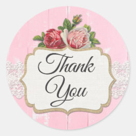 Danke Shabby Chic Rustic Wood Vintag Floral Runder Aufkleber