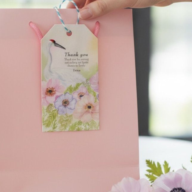 Danke Sie Kranich Anemone Brautparty  Geschenkanhänger (Von Creator hochgeladen)