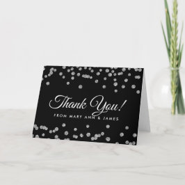 "Danke" Silver Imitats Glitzer Confetti Black Dankeskarte