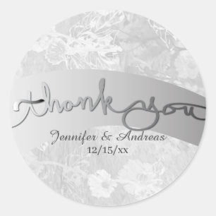 "Danke" Silver Wedding Floral Ribbon Runder Aufkleber
