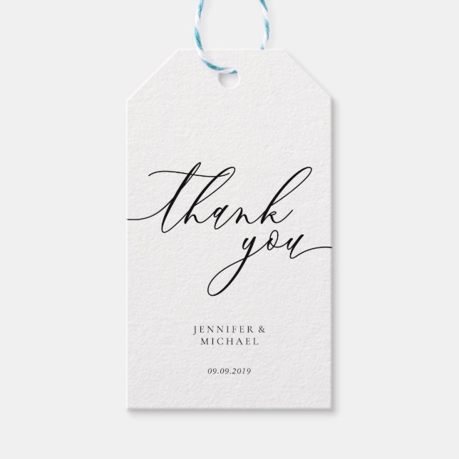 Danke Simple Script benutzerdefinierter Name Datum Geschenkanhänger (Vorderseite)