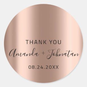 Danke Skinny Gold Name Datum Schwarz Weiß Röte  Runder Aufkleber